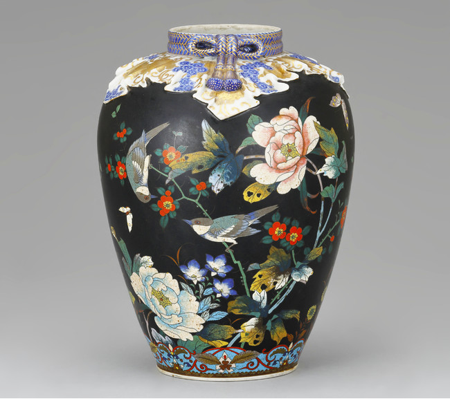 《磁胎七宝花鳥図花瓶》川本桝吉 《磁胎七宝花鳥図花瓶》川本桝吉