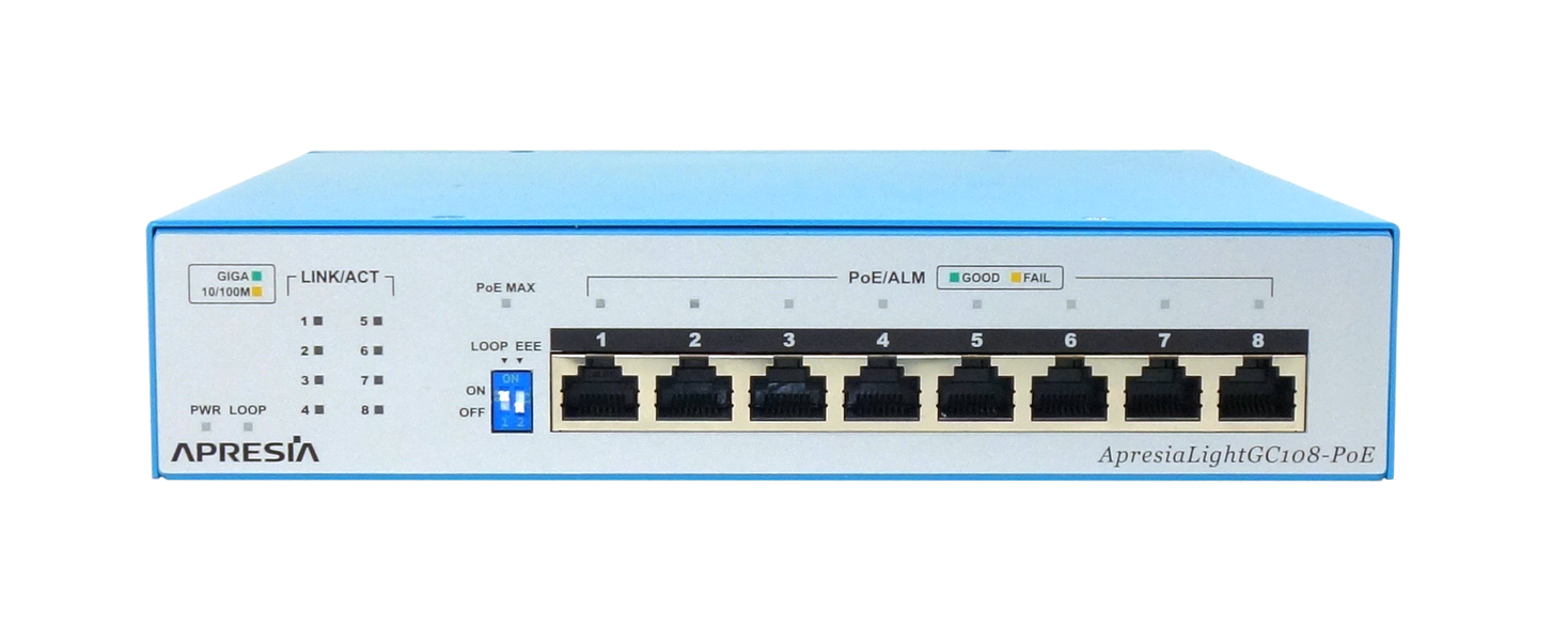 スモールビジネス向けギガビットアンマネージドスイッチApresiaLightGCシリーズにPoE給電機能付き8ポートスイッチを新たに