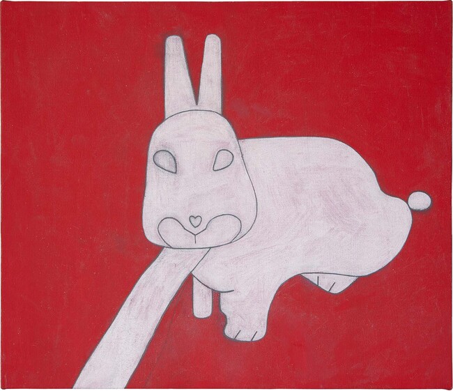 ガム食うウサギ　色鉛筆／キャンバス　2012　455×530 mm