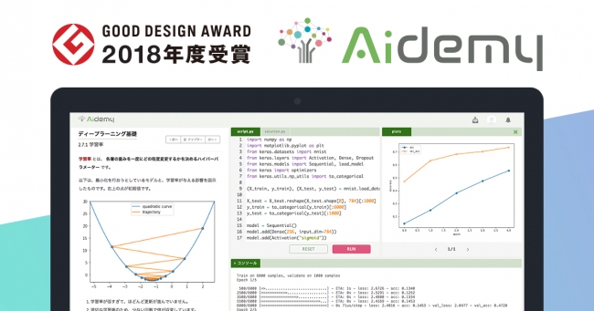AIプログラミング学習サービス「Aidemy」2018年度グッドデザイン賞を