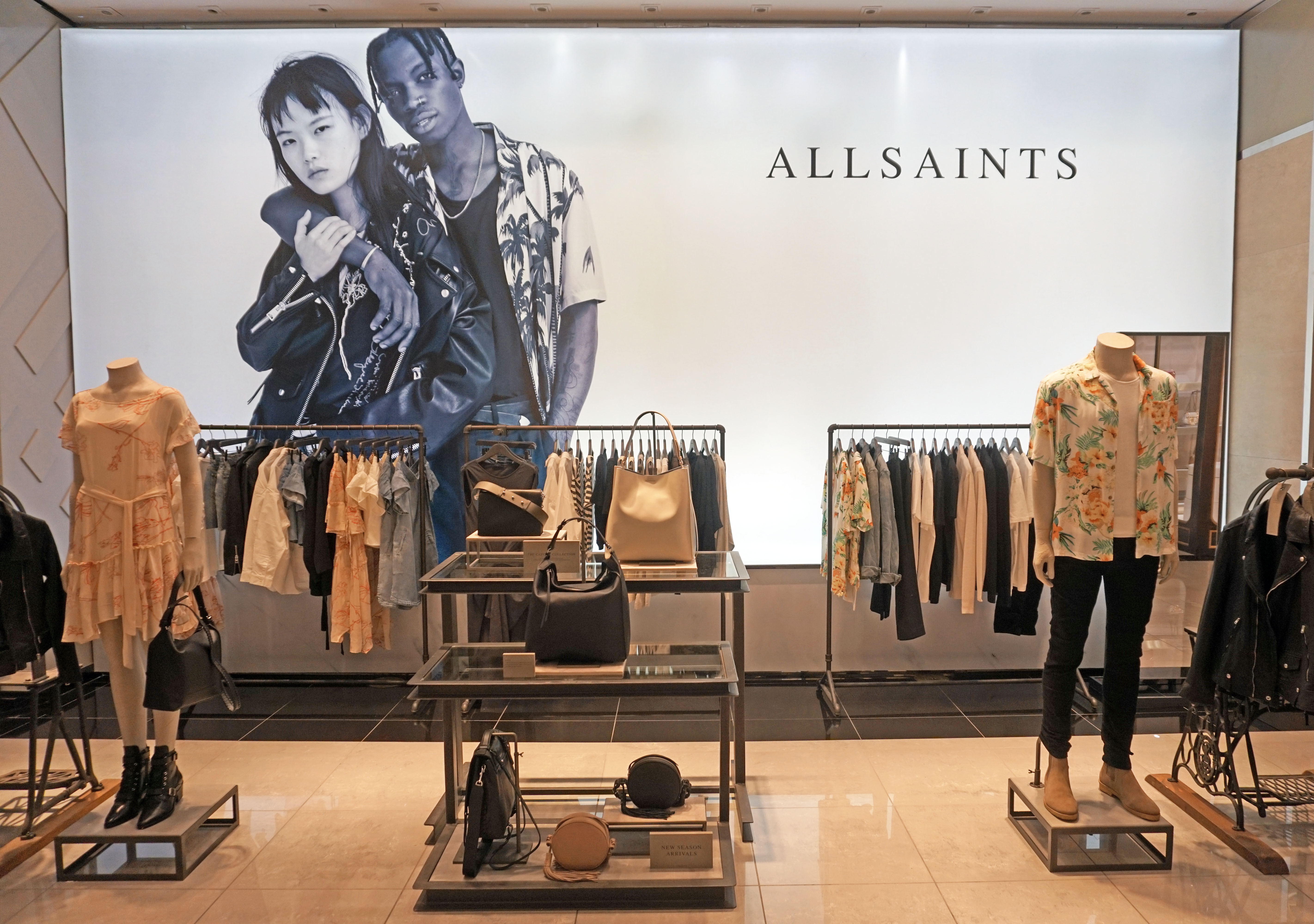 オールセインツ ALLSAINTS Mens Black Logo Sheer Round Toe Platform