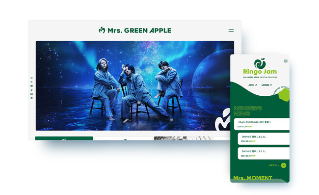 Mrs. GREEN APPLEのオフィシャルサイト&ファンクラブ「Ringo Jam」がフルリニューアルオープン！さらに、7月にスタジアムツアーの開催が決定！会員限定チケット最速先行受付もスタート！