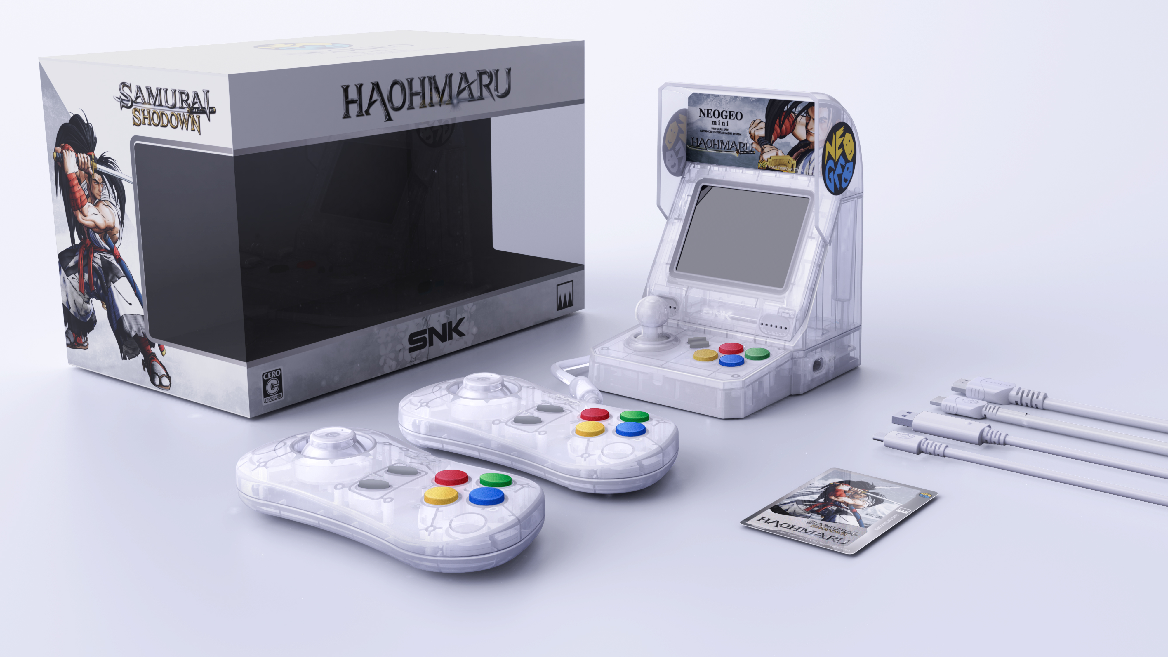 NEOGEO mini ネオジオミニ 本体+パッド白２個 テレビ接続ケーブル付 