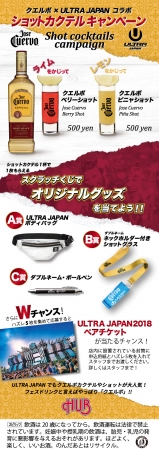 ダブルネーム クエルボ Ultra Japan ショットカクテルキャンペーン Ultra Japan 18 関連グッズ チケットが当たる 株式会社ハブのプレスリリース