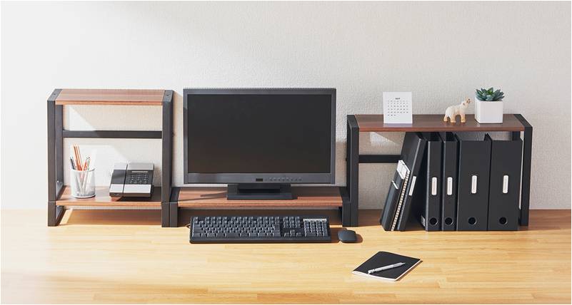 机の上をすっきり片づけられる収納棚「デスクボード」シリーズの新商品 「デスクボード」に温かみのある木製タイプが登場！｜株式会社キングジムの