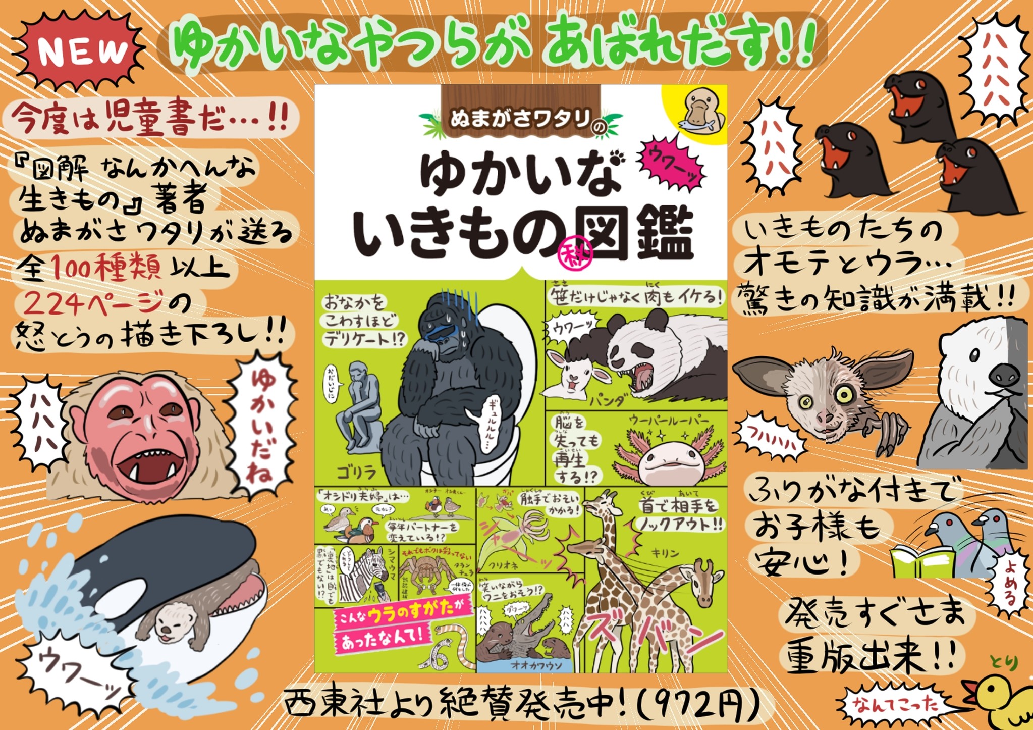 発売から10日で10万部突破 ぬまがさワタリの ゆかいないきもの 図鑑 が大ヒット中 Gwには京都水族館とコラボ企画展を開催 株式会社西東社の プレスリリース