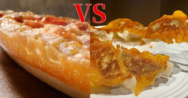 ピザのチーズの羽根 vs 餃子のチーズの羽根