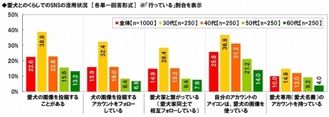 愛犬とのくらしでのSNS活用状況