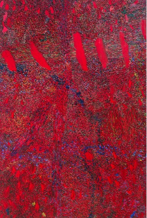 上前智祐（作品写真） 《作品(赤・点描) 》1965年 油彩・布 大阪府20世紀美術コレクション