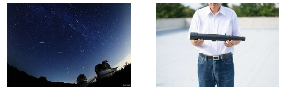 （左から、ペルセウス座流星群・天体望遠鏡　クレジット：国立天文台）