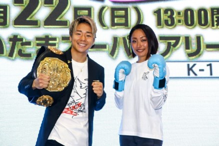 安藤美姫さんが武尊選手とミット打ちを披露! K-1参戦に前向き!?　渋谷109にて「K-1 WORLD GP 2020 JAPAN～K‘FESTA.3～」を盛大にPR