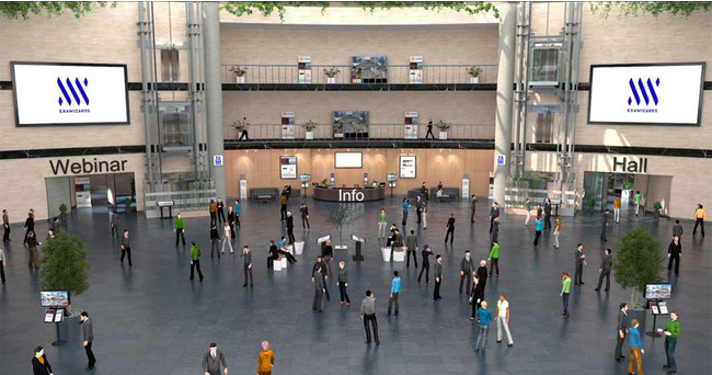 バーチャルイベントシステムを用いた3Dデザインのイベント会場イメージ