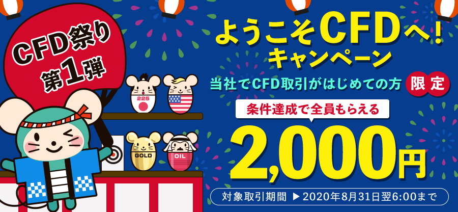 GMOクリック証券：CFD祭り第１弾 ようこそCFDへ！キャンペーン開始