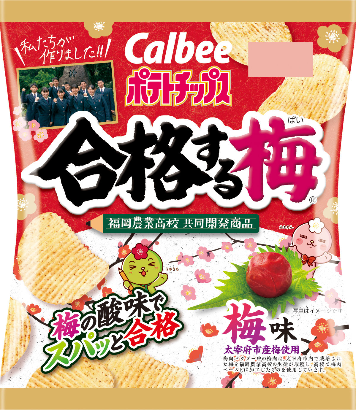 太宰府市産梅100 使用 カルビーと福岡農業高校が今年も共同開発 新型コロナを乗り越えて誕生 受験生を応援する厚切りポテトチップス ポテトチップス合格する梅 梅味 カルビー株式会社のプレスリリース