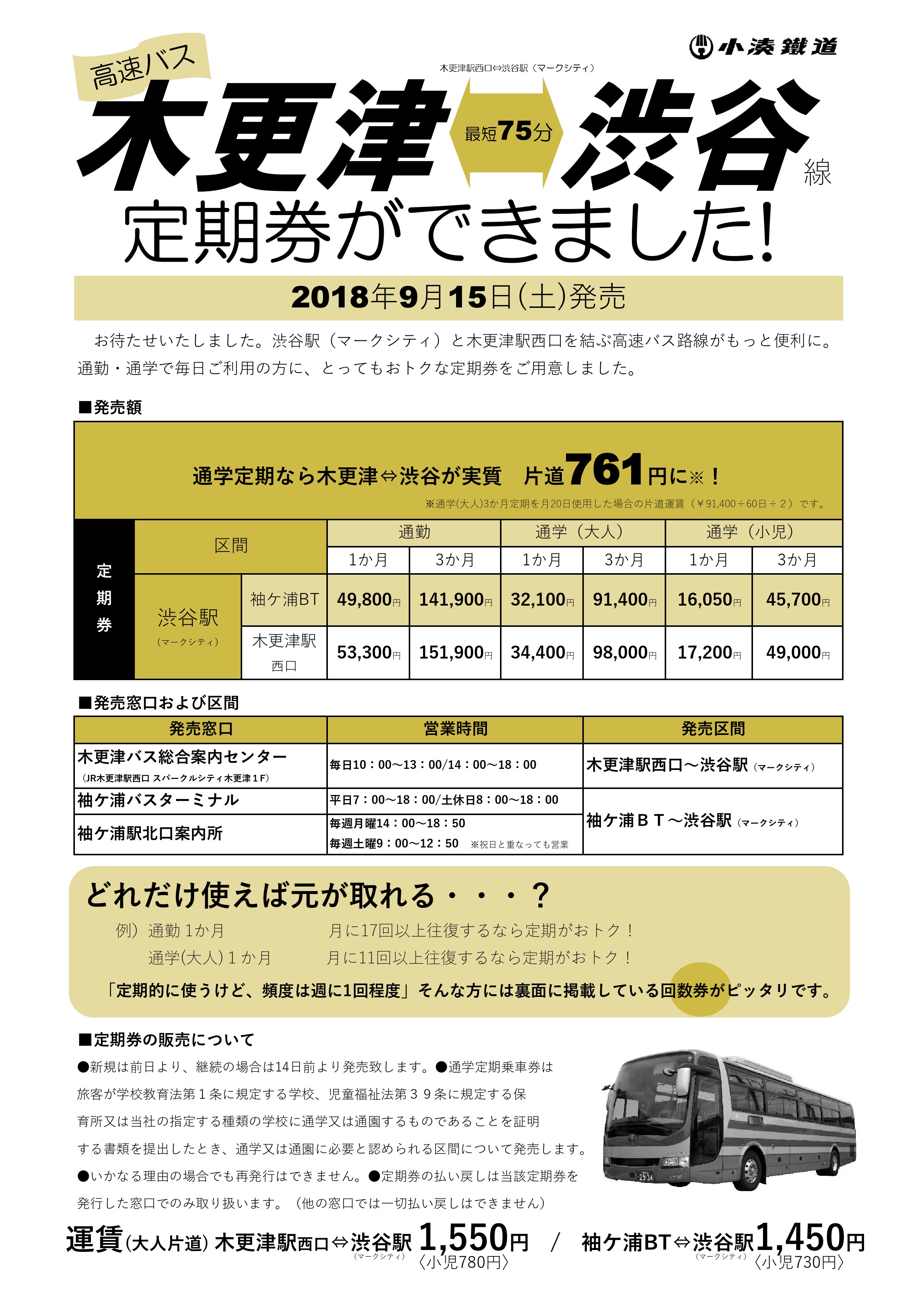 高速バス 木更津 渋谷線 の定期券発売決定 小湊鐵道株式会社のプレスリリース