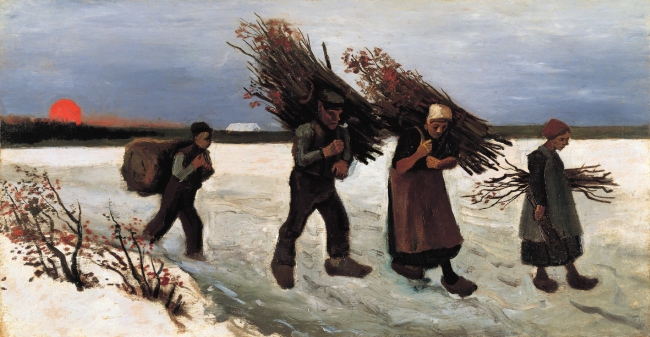 フィンセント・ファン・ゴッホ　《雪原で薪を運ぶ人々》1884年 油彩／カンヴァス（板に貼付）67.0×126.0cm　吉野石膏コレクション