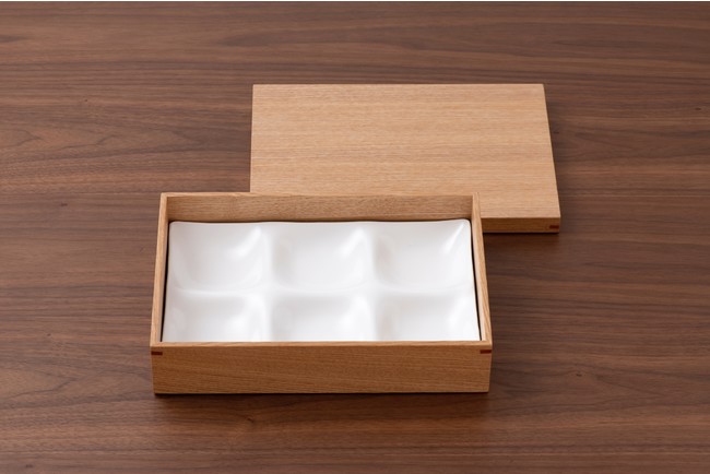 長方形白木箱 6ツ仕切プレート