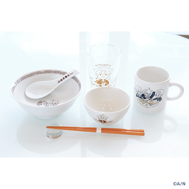 再販商品：お茶碗＆お箸セット、ラーメン丼＆れんげセット、グラス、マグカップ