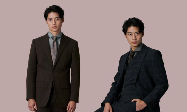 パーフェクトスーツファクトリー ブラウンスーツ 3ピース　美品 SUIT SQUARE 尾州・ソリッドフォーマルスリーピーススーツ
