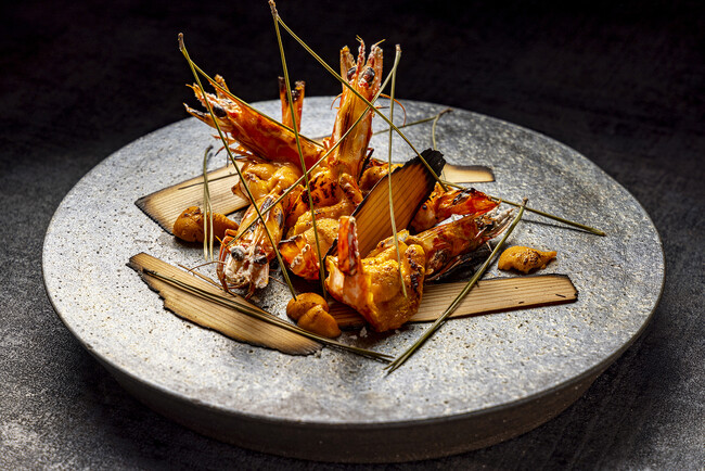 日本料理「風花」車海老 雲丹鬼殻焼き 日本料理「風花」車海老 雲丹鬼殻焼き