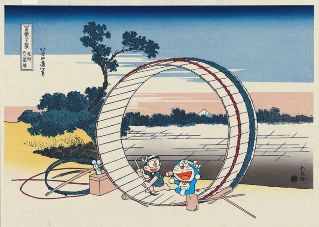 ドラえもん浮世絵木版画 『富嶽三十六景 尾州不二見原』-www.steffen