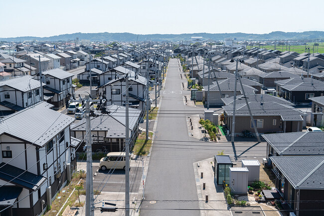 ＵＲが東松島市で整備した東矢本駅北地区に広がる市営あおい住宅。