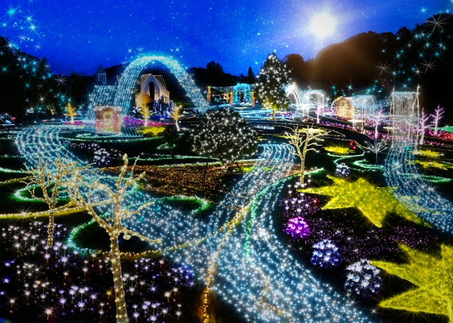 つま恋リゾート 彩の郷 0万球の光が点灯し 光の川が庭園を流れる サウンドイルミネーション花 四季の彩り を開催 Hmiホテルグループのプレスリリース
