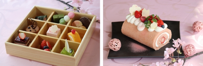 左…アフタヌーンティー　右…桜ロールケーキ