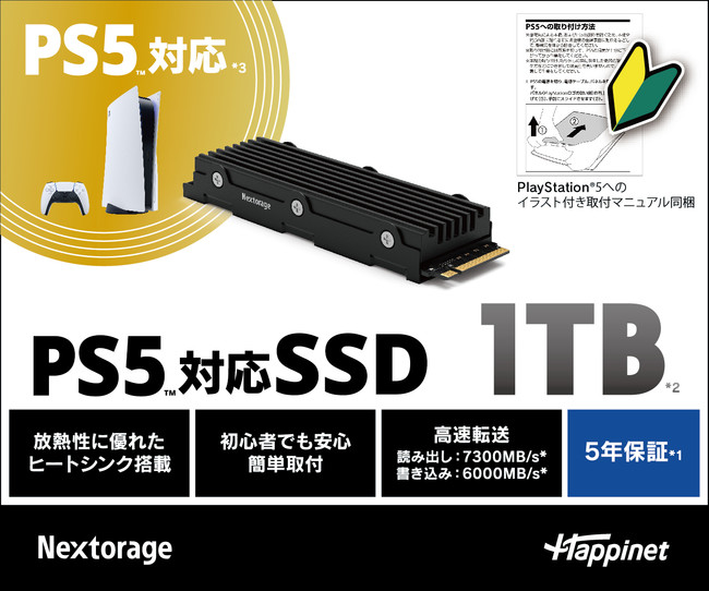 ＜ PS5(TM)対応 拡張SSD 1TB ＞