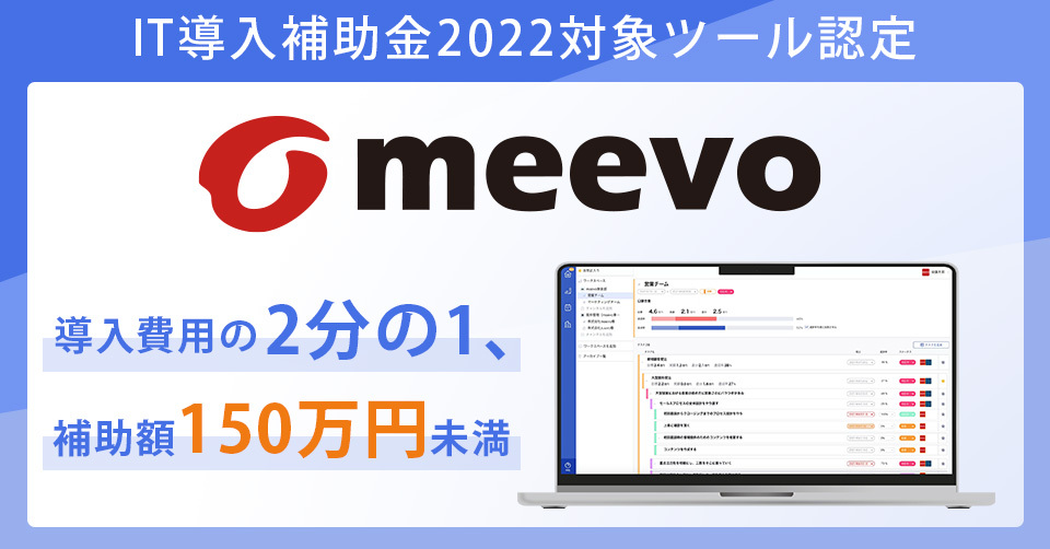 PDCA Cloudシリーズの会議版『meevo』が「IT導入補助金2022」の対象ツールに認定