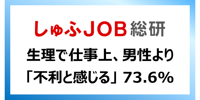 生理 で 女性は仕事する際に男性より不利と感じているか 不利と感じる 73 6 体調不良や眠気で本来の力が出せない 80 3 ビースタイルグループのプレスリリース