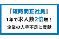 『短時間正社員』人手不足の中で企業から需要高まる／1年で依頼企業数1.5倍、求人数2倍に増加！