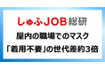 屋内の職場でのマスクについて「着用不要」の世代差2.7倍／「着用すべき」は拮抗