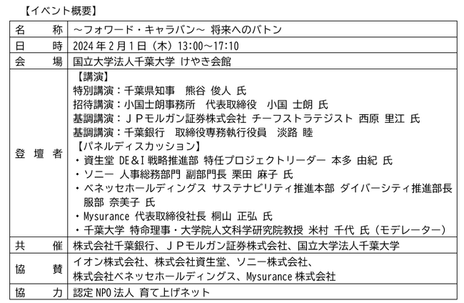 「～フォワード・キャラバン～ 将来へのバトン」の共催について