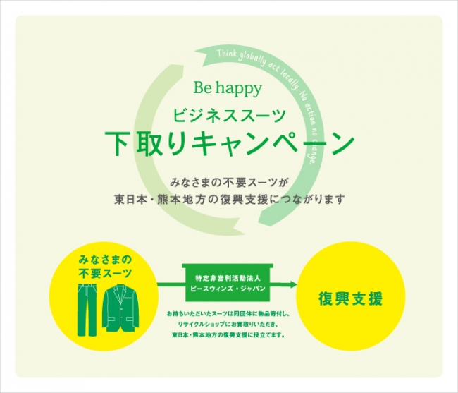 ユナイテッドアローズ グリーンレーベル リラクシング東日本大震災 平成28年熊本地震 被災地復興支援 スーツ下取りキャンペーン 8月3日 水 より開始 株式会社ユナイテッドアローズのプレスリリース