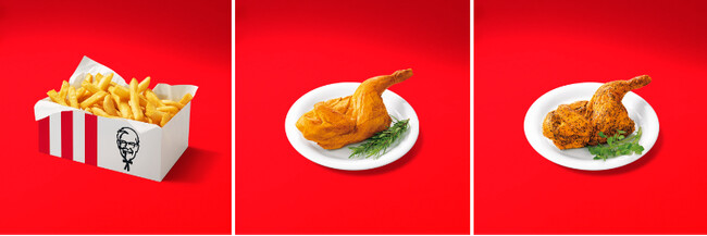 左から「ポテトBOX」「スモークチキンハーフ スタンダード」「スモークチキンハーフ パストラミ」イメージ