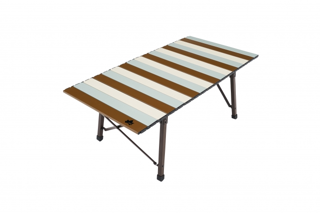 ロール式天板で折り畳み可能なローテーブル。アルミ素材の使用で軽量かつ丈夫な構造。