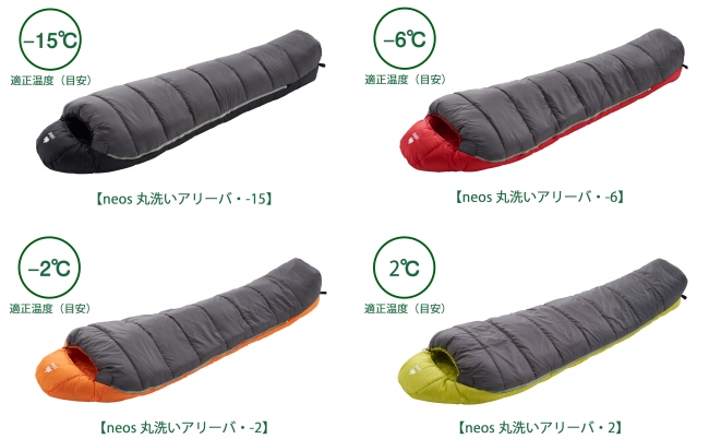 暖かさを追求した超コンパクト収納のマミー型シュラフ全4種類「neos 