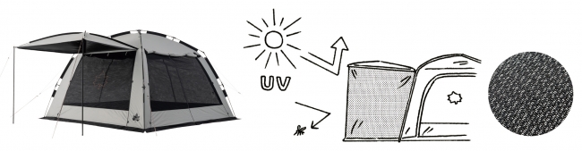 アウトドアの悪魔＝虫や日差しから家族を守る新機能＆簡単設営3分