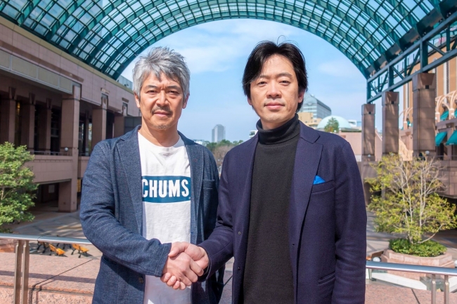 写真向かって左より、エアロネクスト代表取締役CEO 田路圭輔、チェンジ代表取締役兼執行役員社長 福留大士