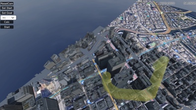 ※東京駅付近のCityGMLモデルを用いたシミュレーション画像