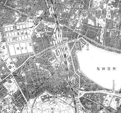 新宿区の前身となる淀橋区だった頃の新宿周辺の地図