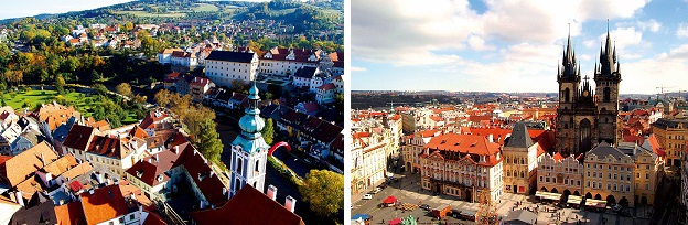 （左から）チェスキー・クルムロフ©polartern／世界遺産　プラハ