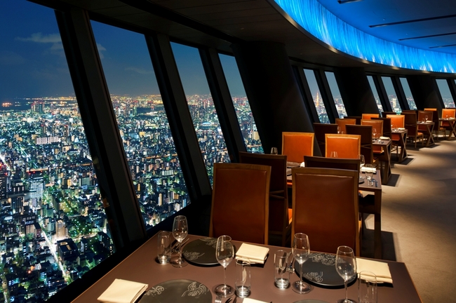 東京スカイツリー天望デッキ(フロア345内)「Sky Restaurant 634」で夕食