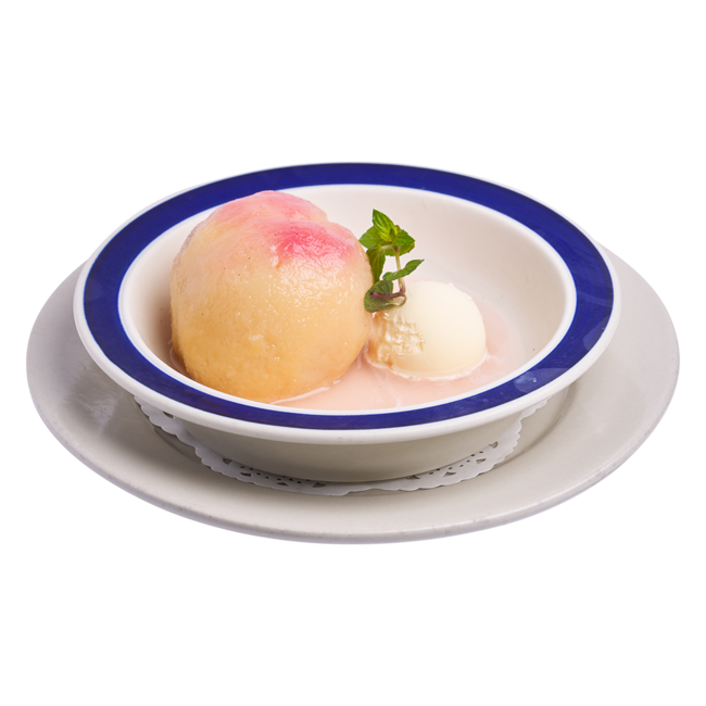 桃のコンポート バニラアイスクリーム添え