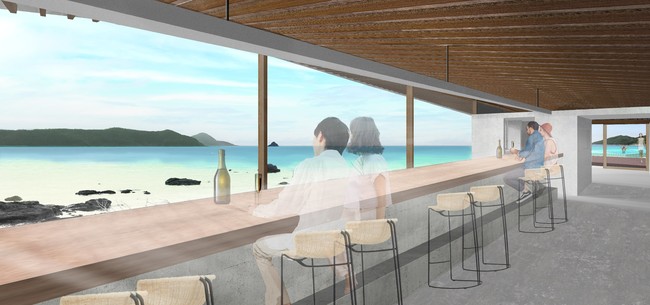奄美随一の美しい海が広がる赤木名湾の絶景を楽しめるレストラン。（パース画像）