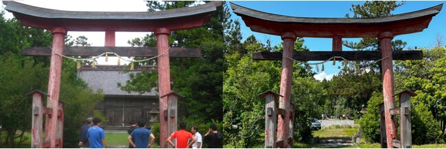 ■鳥居越しの二宮神社（左：2020年撮影 右：2024年撮影）