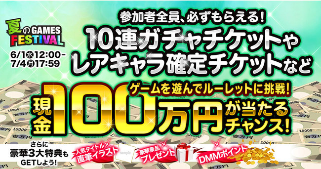 夏のdmm Games Festival 開催 キャンペーン限定の豪華直筆イラストや 限定グッズが貰えるチャンス 毎日ゲームを遊んで応募しよう さらに 総額300万円分のポイントバックも実施 時事ドットコム