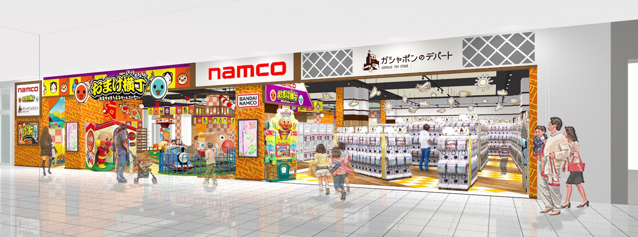 お祭り会場のようなにぎやかなコーナー おまけ横丁 も展開 Namcoららぽーと立川立飛おまけ横丁店 22年4月28日 木 オープン バンダイナムコアミューズメントのプレスリリース