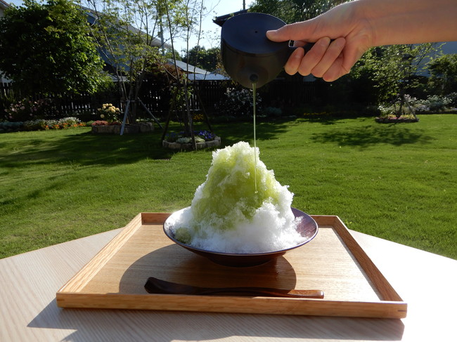 san grams green tea ＆ garden cafe シングル茶葉のかき氷（茶葉スリーブ15g付き）